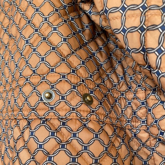 Talbots Quilted Button Down Coat Brown/Navy Two Pockets Lightweight Plus Size 2X - Picture 5 of 10